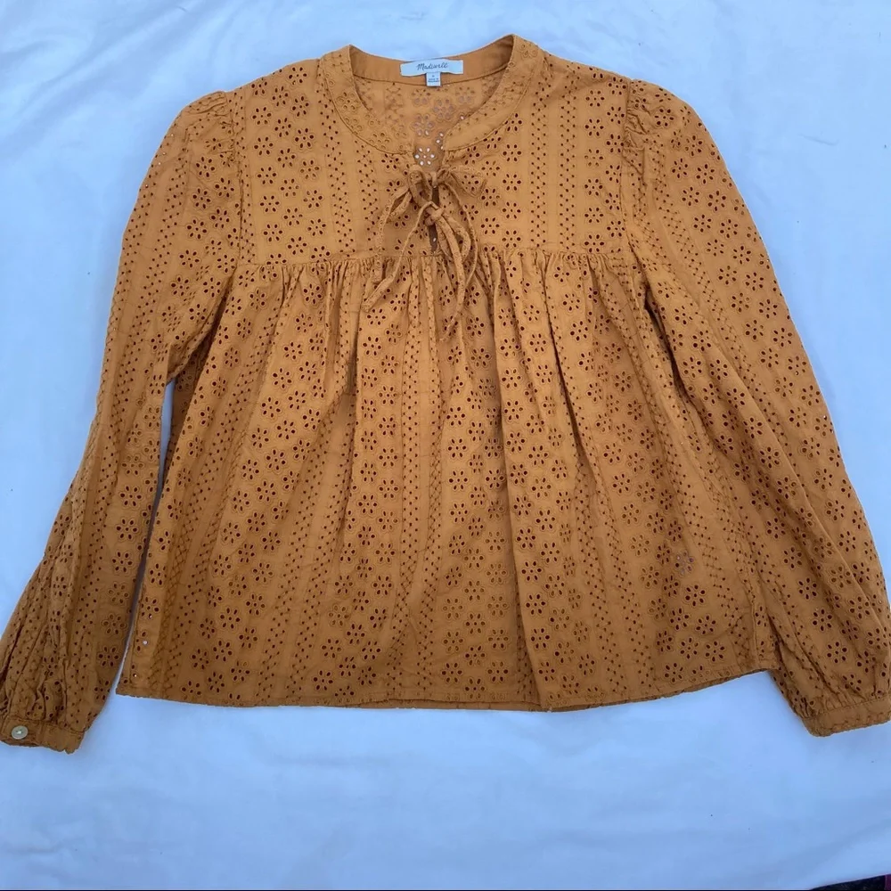 Madewell Double-Tie Peasant Top SZ Small - Picture 6 of 7